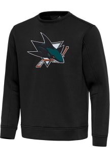 Antigua San Jose Sharks Mens Black Full Front Relevant Long Sleeve Crew Sweatshirt