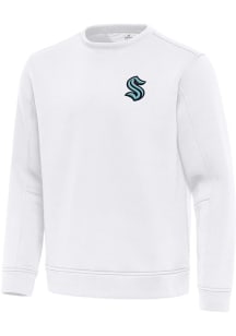Antigua Seattle Kraken Mens White Relevant Long Sleeve Crew Sweatshirt