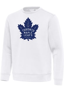 Antigua Toronto Maple Leafs Mens White Full Front Relevant Long Sleeve Crew Sweatshirt
