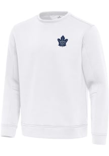 Antigua Toronto Maple Leafs Mens White Relevant Long Sleeve Crew Sweatshirt