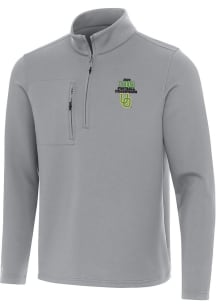 Antigua Oregon Ducks Mens Grey 2024 Big Ten Football Champions Insider Long Sleeve Qtr Zip Pullove..