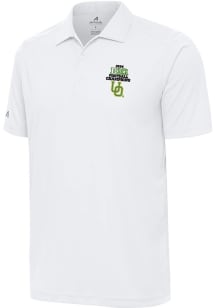 Antigua Oregon Ducks Mens White 2024 Big Ten Football Champions Tribute Short Sleeve Polo