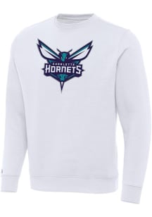 Antigua Charlotte Hornets Mens White Full Front Victory Long Sleeve Crew Sweatshirt