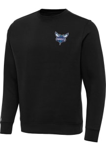 Antigua Charlotte Hornets Mens Black Victory Long Sleeve Crew Sweatshirt