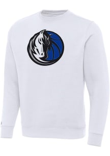 Antigua Dallas Mavericks Mens White Full Front Victory Long Sleeve Crew Sweatshirt