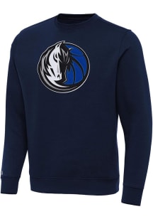 Antigua Dallas Mavericks Mens Navy Blue Full Front Victory Long Sleeve Crew Sweatshirt