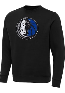 Antigua Dallas Mavericks Mens Black Full Front Victory Long Sleeve Crew Sweatshirt