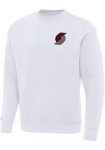 Antigua Portland Trail Blazers Mens White Victory Long Sleeve Crew Sweatshirt
