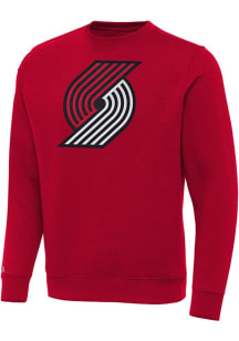 Antigua Portland Trail Blazers Mens Red Full Front Victory Long Sleeve Crew Sweatshirt