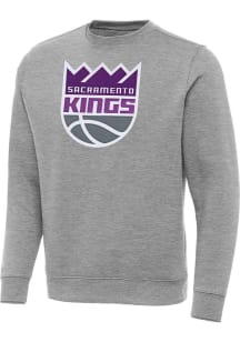 Antigua Sacramento Kings Mens Grey Full Front Victory Long Sleeve Crew Sweatshirt