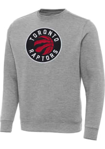 Antigua Toronto Raptors Mens Grey Full Front Victory Long Sleeve Crew Sweatshirt