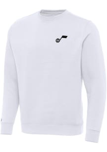 Antigua Utah Jazz Mens White Victory Long Sleeve Crew Sweatshirt