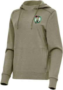 Antigua Boston Celtics Womens Olive Justice Hooded Sweatshirt