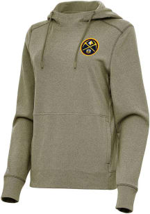 Antigua Denver Nuggets Womens Olive Justice Hooded Sweatshirt