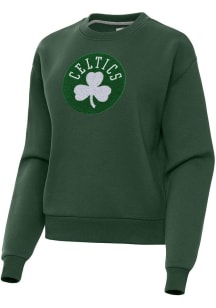 Antigua Boston Celtics Womens Green Chenille Victory Crew Sweatshirt