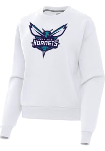 Antigua Charlotte Hornets Womens White Full Front Victory Crew Sweatshirt