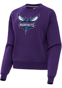 Antigua Charlotte Hornets Womens Purple Full Front Victory Crew Sweatshirt