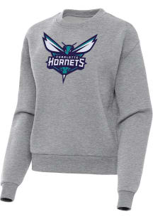 Antigua Charlotte Hornets Womens Grey Full Front Victory Crew Sweatshirt