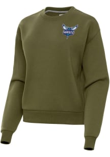 Antigua Charlotte Hornets Womens Olive Victory Crew Sweatshirt