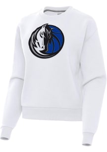 Antigua Dallas Mavericks Womens White Full Front Victory Crew Sweatshirt