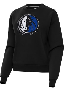 Antigua Dallas Mavericks Womens Black Full Front Victory Crew Sweatshirt