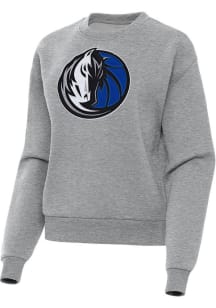 Antigua Dallas Mavericks Womens Grey Full Front Victory Crew Sweatshirt