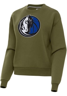 Antigua Dallas Mavericks Womens Olive Full Front Victory Crew Sweatshirt