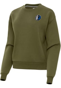 Antigua Dallas Mavericks Womens Olive Alternate Victory Crew Sweatshirt