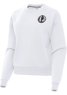 Antigua Dallas Mavericks Womens White Metallic Victory Crew Sweatshirt