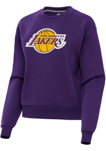 Antigua Los Angeles Lakers Womens Purple Full Front Victory Crew Sweatshirt