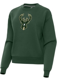 Antigua Milwaukee Bucks Womens Green Chenille Victory Crew Sweatshirt