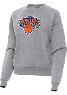 Antigua New York Knicks Womens Grey Full Front Victory Crew Sweatshirt