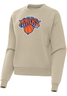 Antigua New York Knicks Womens Khaki Full Front Victory Crew Sweatshirt