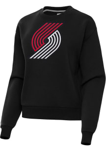 Antigua Portland Trail Blazers Womens Black Full Front Victory Crew Sweatshirt