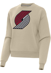 Antigua Portland Trail Blazers Womens Khaki Full Front Victory Crew Sweatshirt