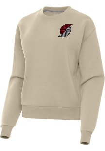 Antigua Portland Trail Blazers Womens Khaki Victory Crew Sweatshirt