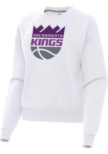 Antigua Sacramento Kings Womens White Full Front Victory Crew Sweatshirt