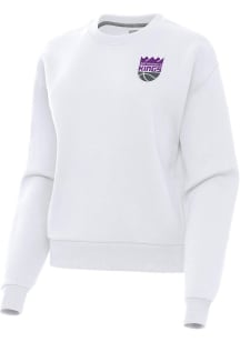 Antigua Sacramento Kings Womens White Victory Crew Sweatshirt
