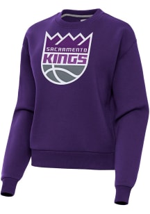 Antigua Sacramento Kings Womens Purple Full Front Victory Crew Sweatshirt