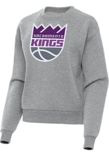 Antigua Sacramento Kings Womens Grey Full Front Victory Crew Sweatshirt