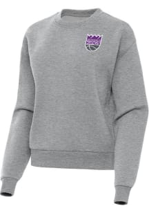 Antigua Sacramento Kings Womens Grey Victory Crew Sweatshirt