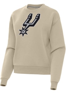 Antigua San Antonio Spurs Womens Khaki Full Front Victory Crew Sweatshirt