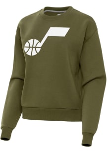 Antigua Utah Jazz Womens Olive Full Front Victory Crew Sweatshirt