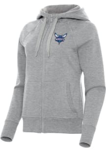 Antigua Charlotte Hornets Womens Grey Victory Long Sleeve Full Zip Jacket