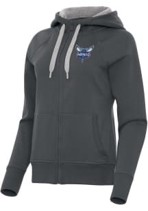 Antigua Charlotte Hornets Womens Charcoal Victory Long Sleeve Full Zip Jacket