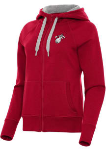 Antigua Miami Heat Womens Red Metallic Victory Long Sleeve Full Zip Jacket