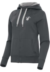 Antigua Miami Heat Womens Charcoal Metallic Victory Long Sleeve Full Zip Jacket