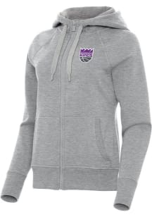 Antigua Sacramento Kings Womens Grey Victory Long Sleeve Full Zip Jacket