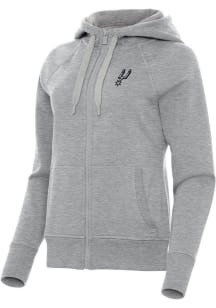 Antigua San Antonio Spurs Womens Grey Victory Long Sleeve Full Zip Jacket