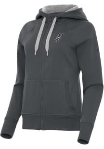 Antigua San Antonio Spurs Womens Charcoal Victory Long Sleeve Full Zip Jacket